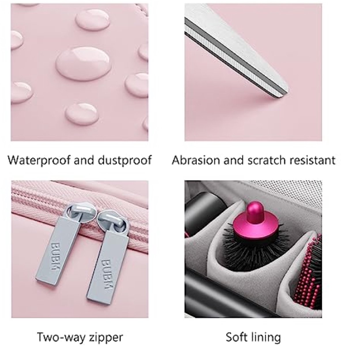 PromoHome Reistas voor Föhn - Draagbare Opbergtas voor Dyson Airwrap en Accessoires - Waterdichte Hangende Reistas - Roze thumbnail 4