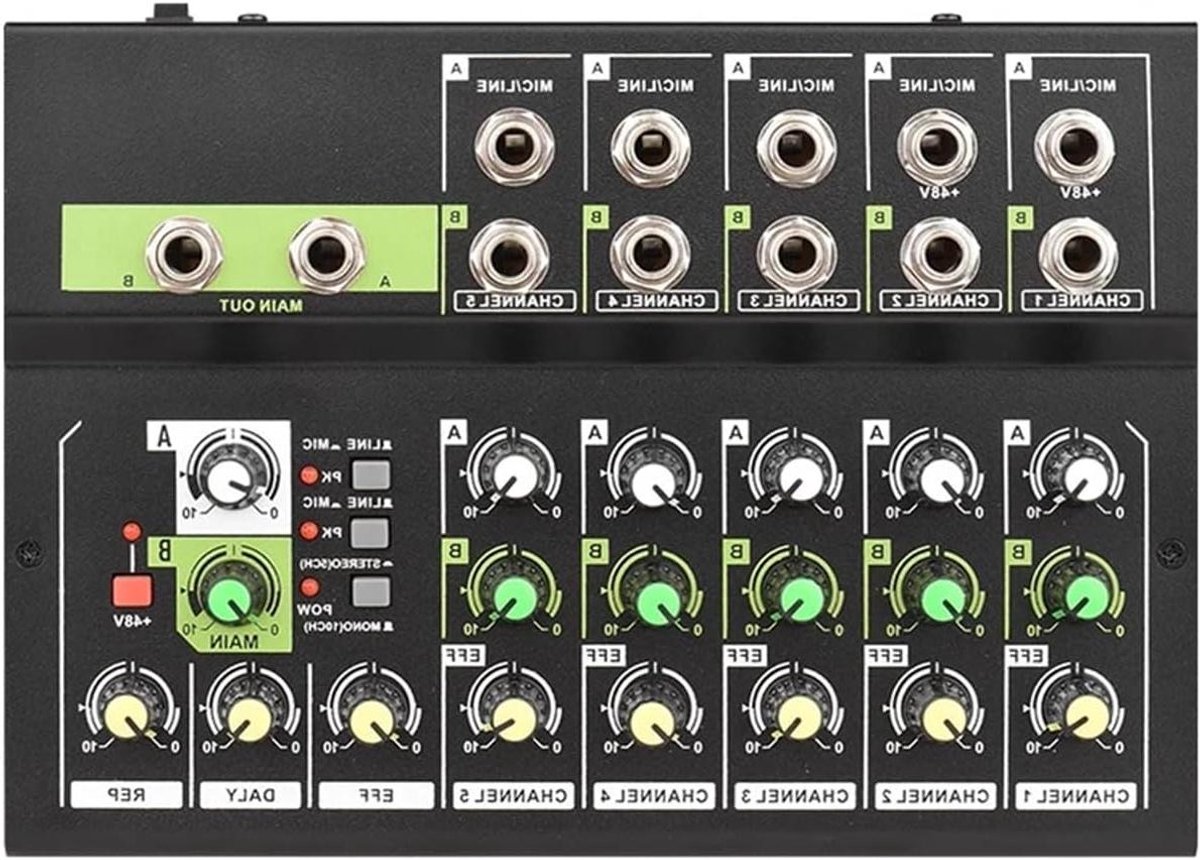 Digitale Audiomixer - Mengpaneel - Live Uitzending - 10 Kanalen - 19 cm breed - Metaal