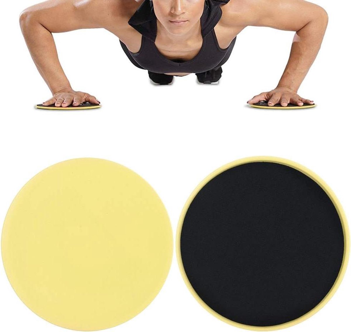 Glij discs - Core sliders - Full body workout - Veelzijdig gebruik - 2 stuks - Grijs Geel