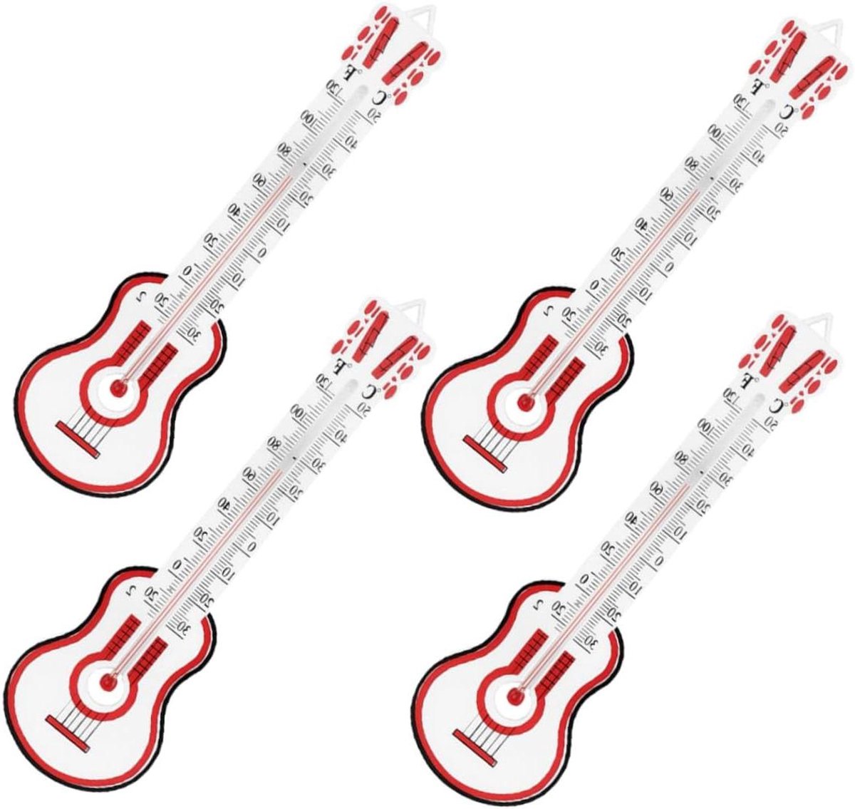 Gitaar Thermometer - Temperatuurmeter - Instrument Onderhoud - Gitaar Vorm - 4 Stuks - Wit