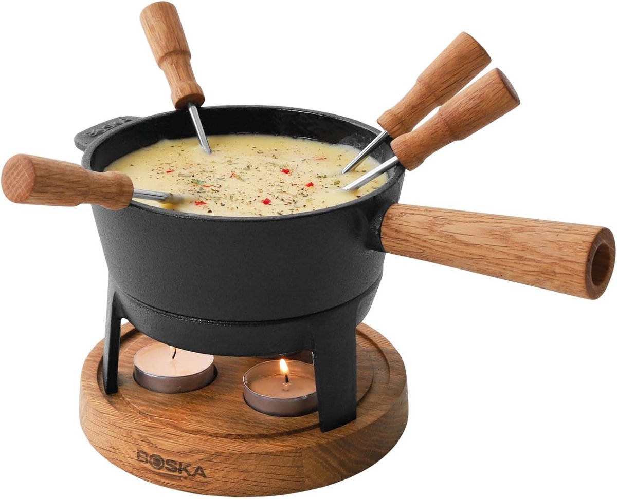 Fondue Set - Kaasfondue Pan - Gezellig Eten - Geschikt Voor Elke Kookplaat - 700 ml - Zwart