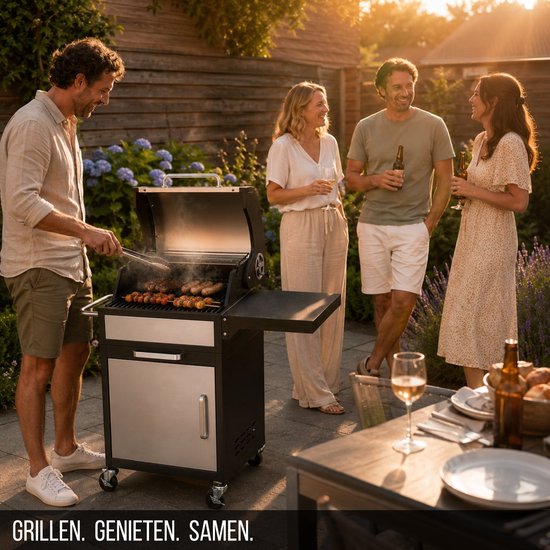 Landmann GrillChef Houtskoolbarbecue - 96 cm - Gietijzeren Rooster - Met Deksel van Landmann — afbeelding 3