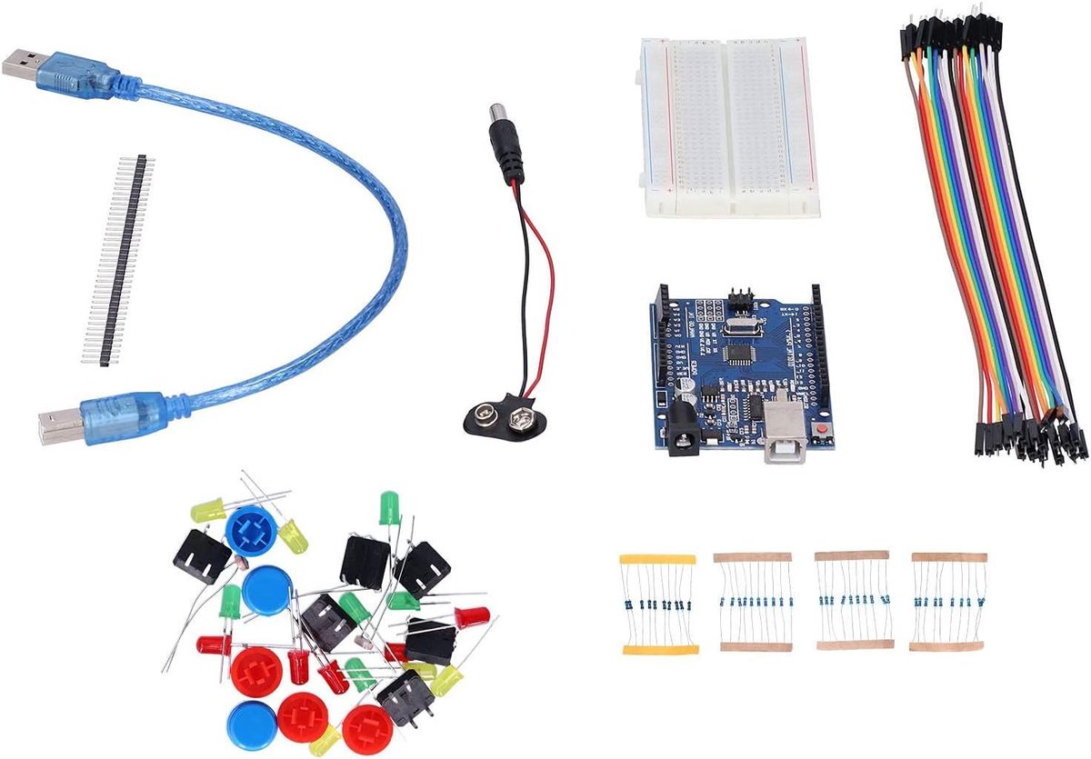 Ontwikkelbord Starterkit - Leerkit Elektronica - Projecten Maken - ATMEGA328P Microcontroller - 14 Digitale Pinnen - Blauw