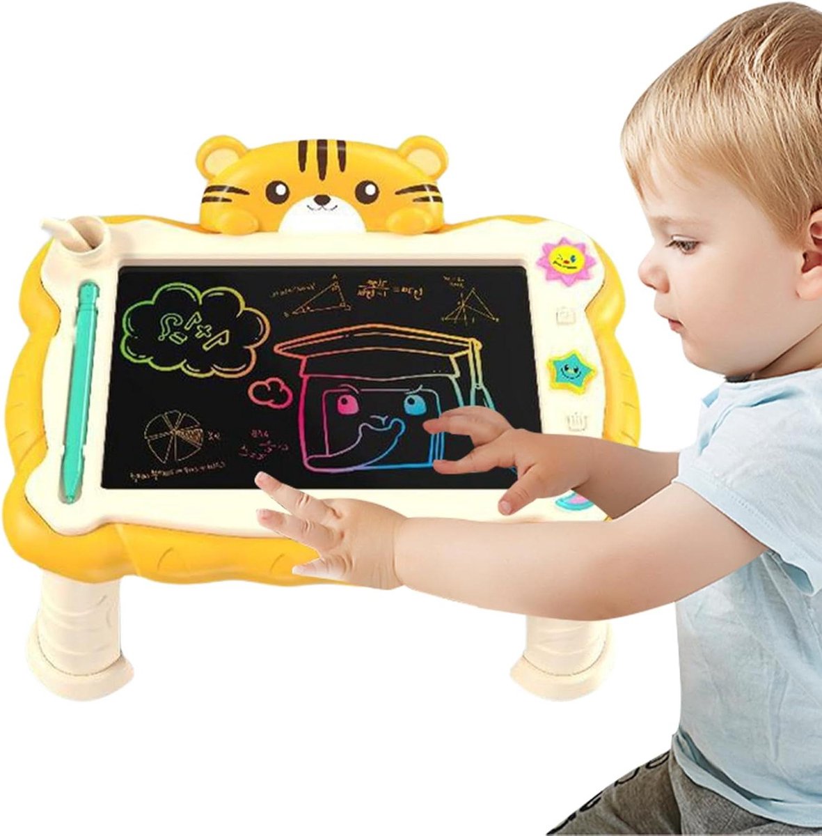 Lcd tekentablet - Kindertafel Schrijven - Creatief Leren - Herbruikbaar Scherm - 30 cm - Geel