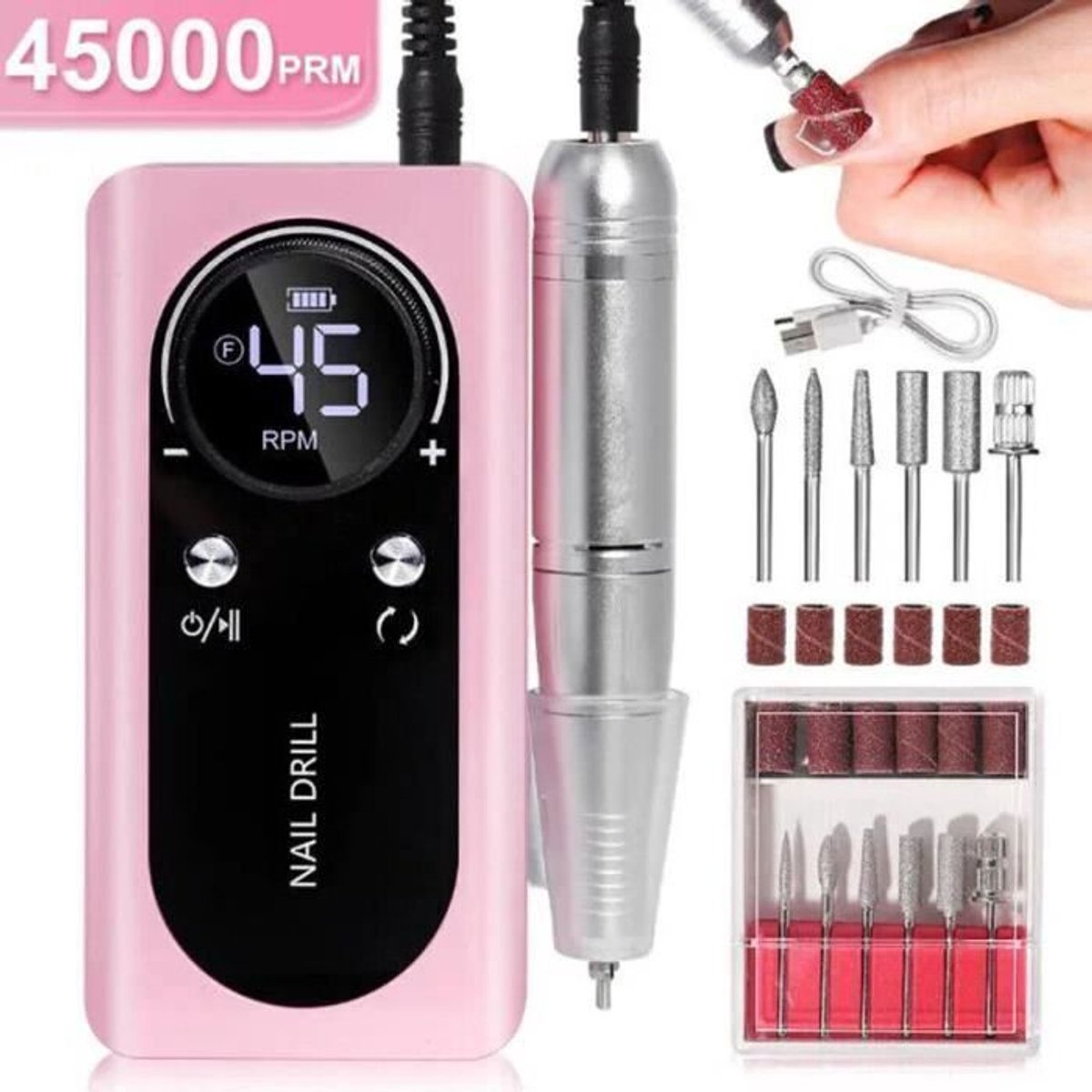Nagelstrasssteentjes - V4 - 45000 RPM - Draadloos - Roze