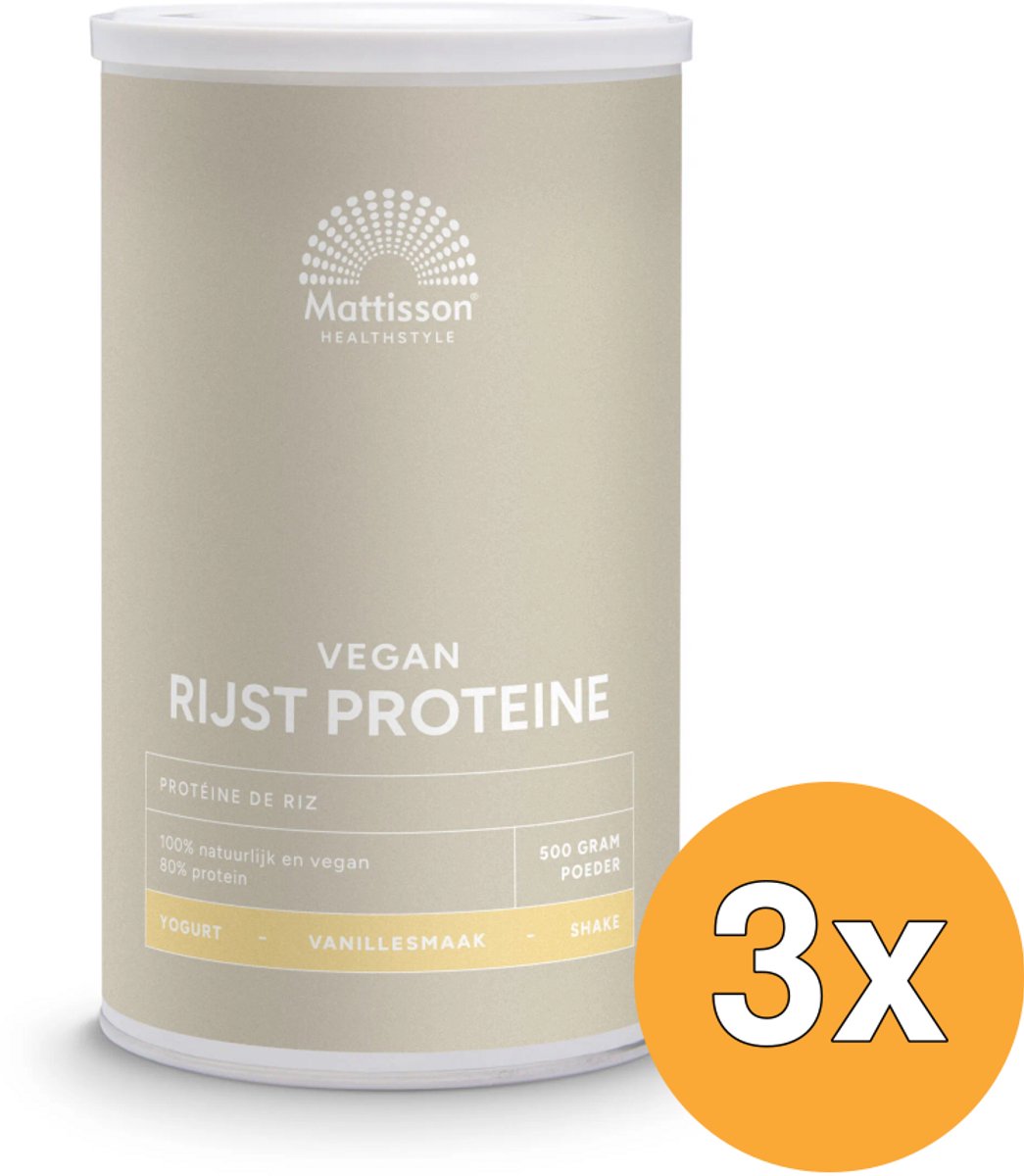 3x Mattisson Absolute Rijst Proteine Vanille Vegan 80% Bio (500 gr)