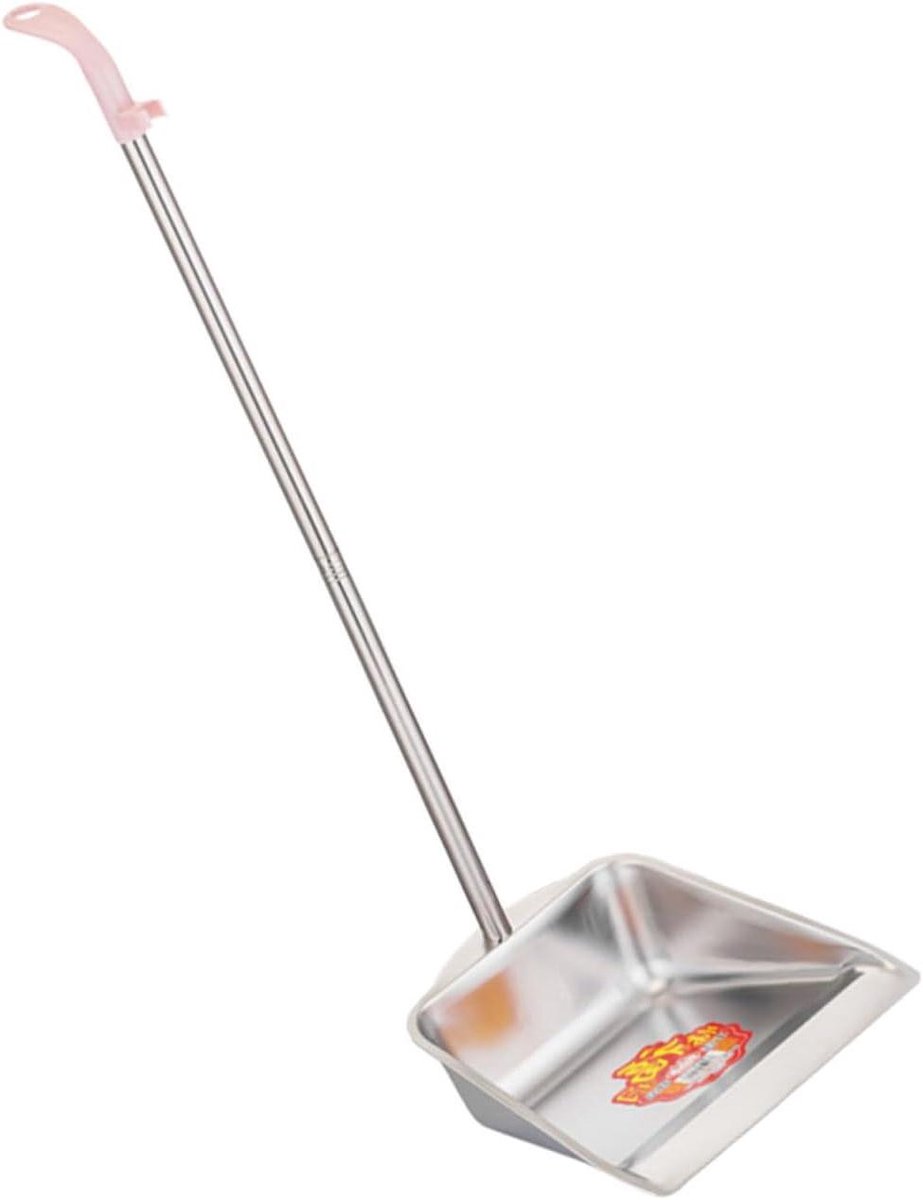 Stoffer en blik - Huishoudelijk gereedschap - Efficiënt schoonmaken - Staande stofpan - 87 cm lengte - Zilver en roze