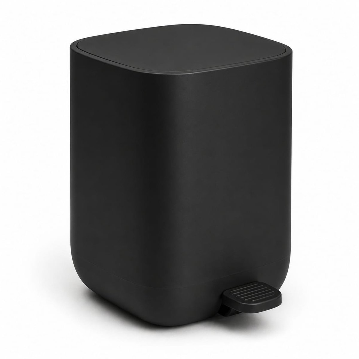 Afvalbak 7 Liter Zwart - Pedaalemmer met Soft Close - Compacte Prullenbak Badkamer & Toilet - Kunststof - 27x21,5x26,5 cm