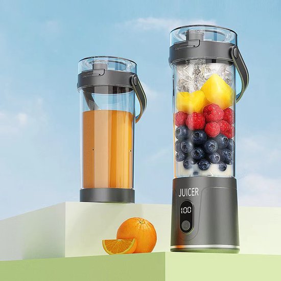 KZQ Draagbare Blender 600ml - Elektrische Mini Sapcentrifuge Met Usb Voor Fruit Shakes En Smoothies - Geschikt Voor Thuis Kantoor School En Buiten - Knop Bediening Wit van kzq — afbeelding 4