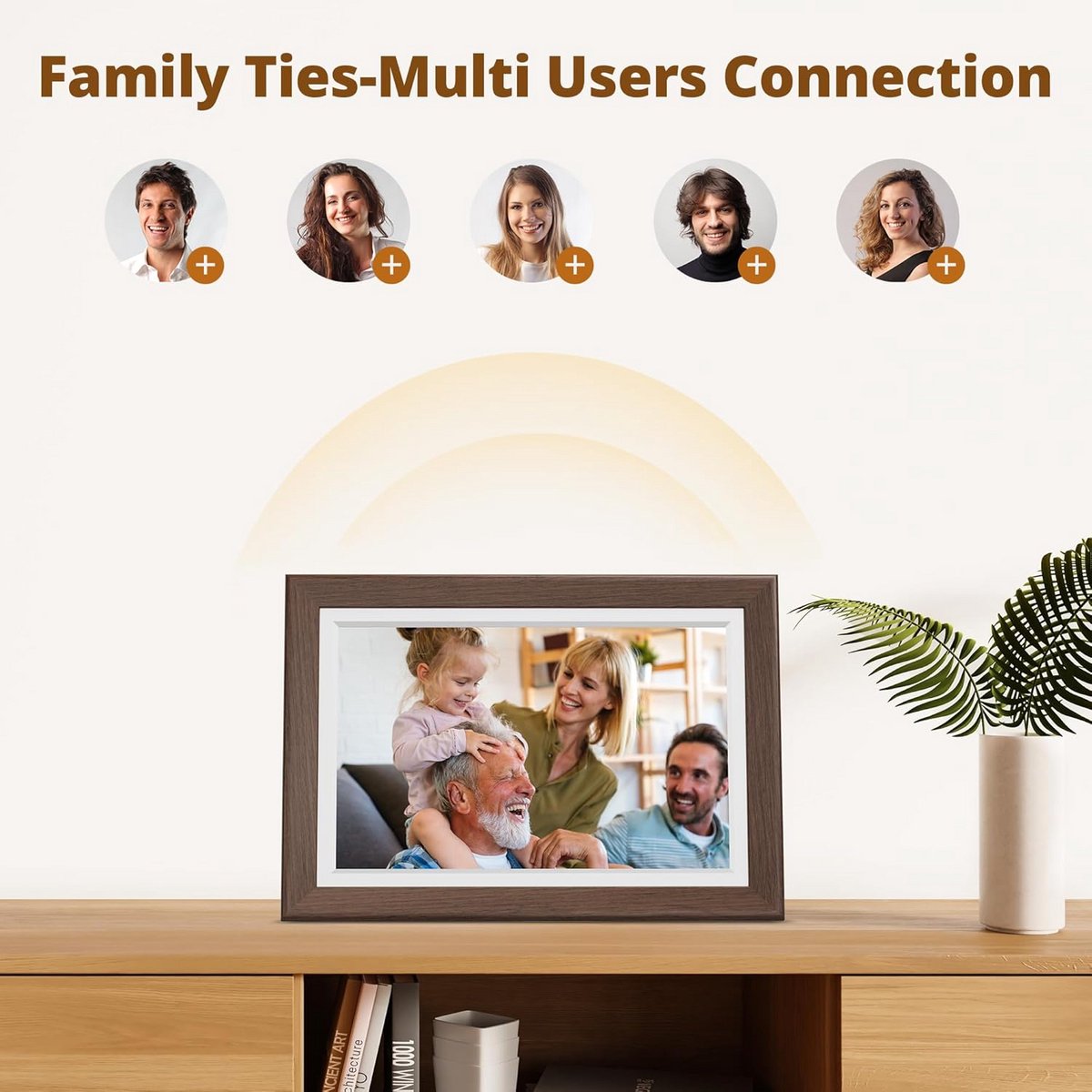 Digitale fotolijst - Foto display - Herinneringen delen - WiFi verbinding - 10 inch - Bruin — cadeau in Wonen & Interieur - foto 3