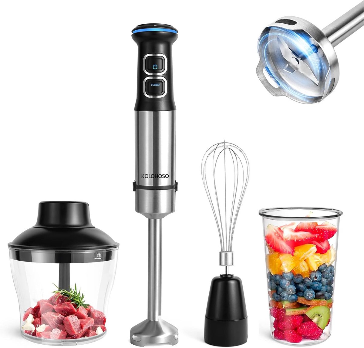 Staafmixer Set - Handblender Keuken - Maaltijden Bereiden - 21 Snelheden Turbo - 600ML Hakmolen - Zwart