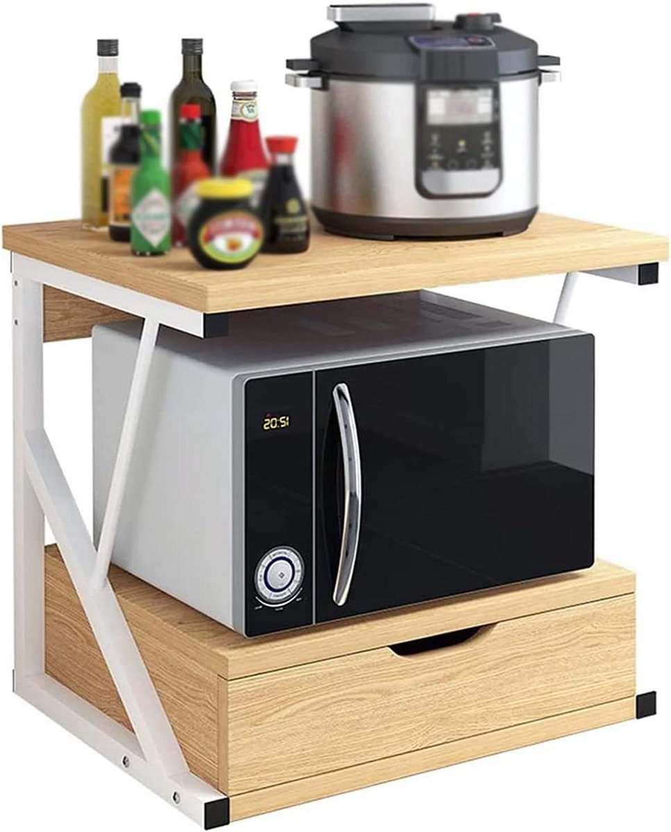 Magnetron Plank Rek - Keuken Opslagrek - Keuken Organiseren - Met Lades - 54x35x50 cm - Wit