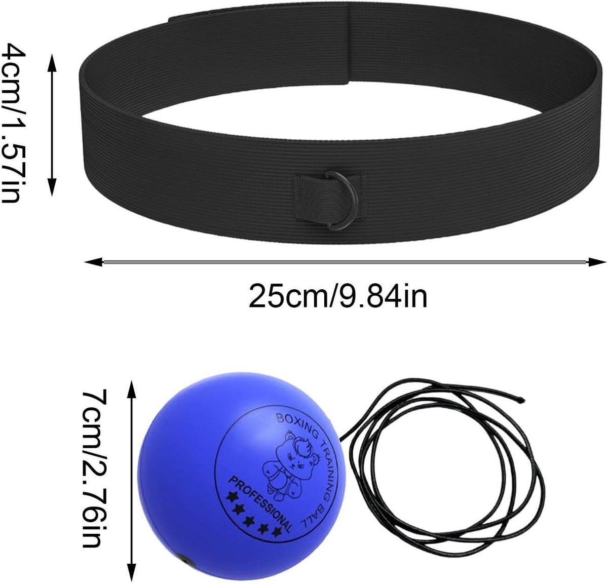 Bokstraining Bal - Reactiebal Hoofdband - Verbeteren Coördinatie - Verstelbare Hoofdband - 3 Maten Ballen - Blauw