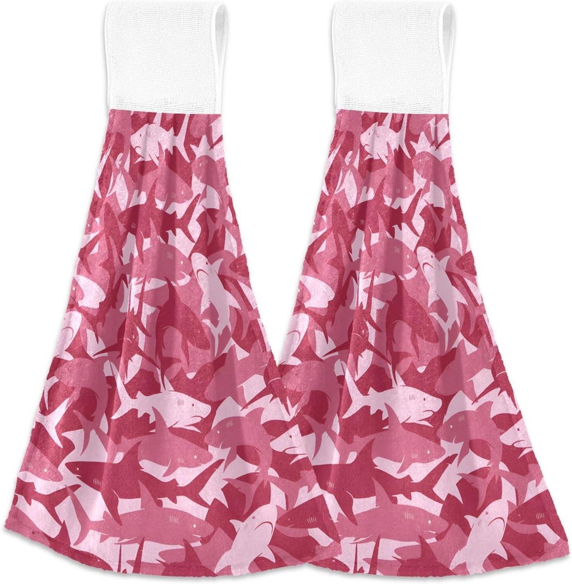 Gepersonaliseerde vetgedrukte haaien roze hangende handdoek voor keuken oven stropdas hand
