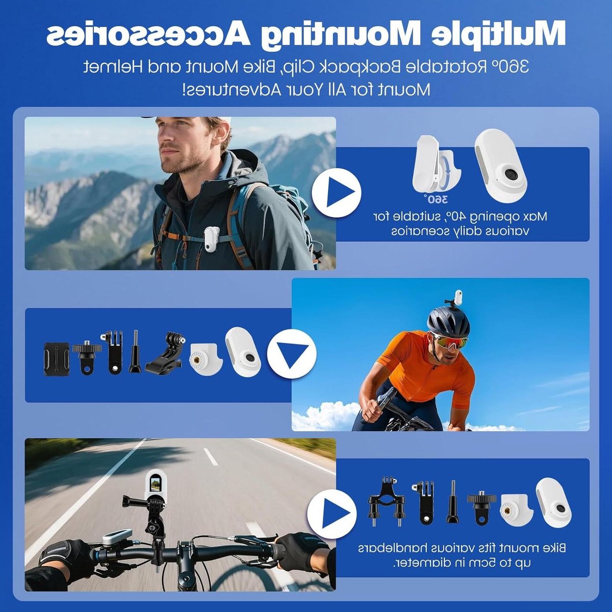 Mini Action Camera - Draagbare Recorder - Avonturen Vastleggen - Magnetisch Bevestigbaar - 1080P Full HD - Wit