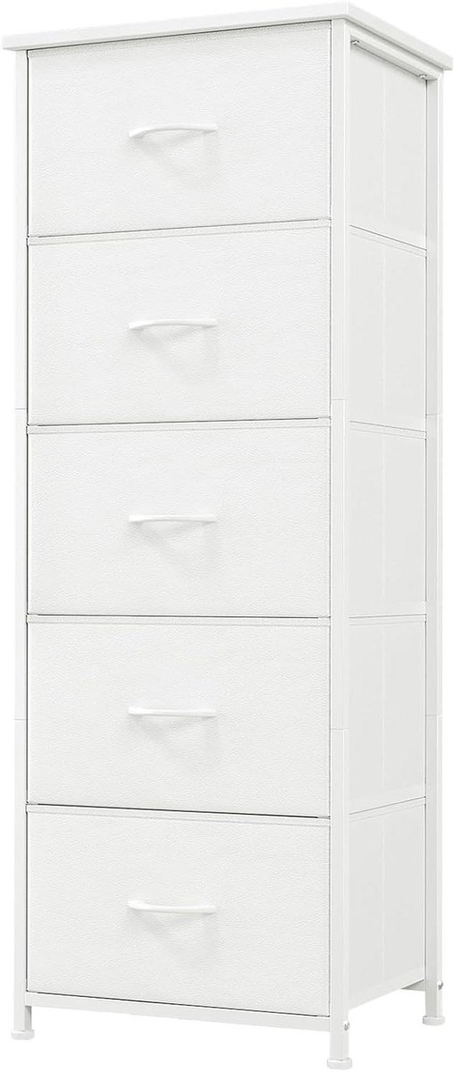 Ladekast met laden - Opbergkast commode - Ruimte Organiseren - Stalen frame - 1145 cm hoog - Wit