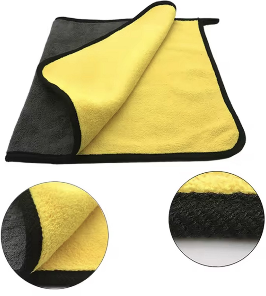 Ulanax - Professionele Auto Droogdoek - Microvezel Handdoek - Microvezel Was Handschoen - Reinigingsdoekjes - Fluweel - Absorberend - 1100 GSM - Krasvrij - 40 x 60 cm - Geel/Grijs