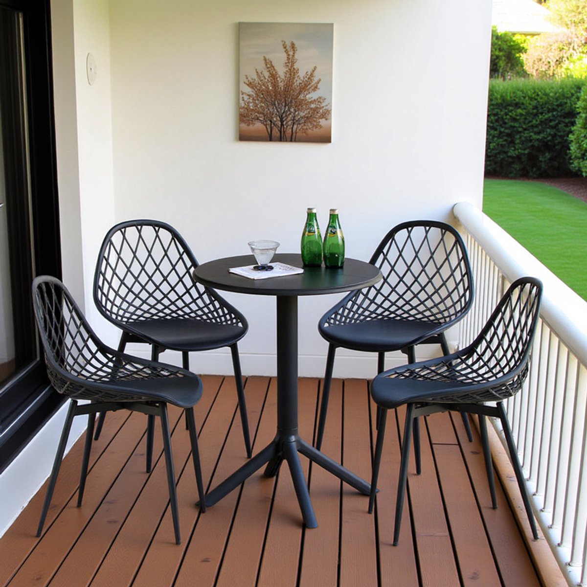 EGGREE Set van ronde eettafel en 4 stoelen - Tuinstoelen voor tuin - balkon of terras - Ta