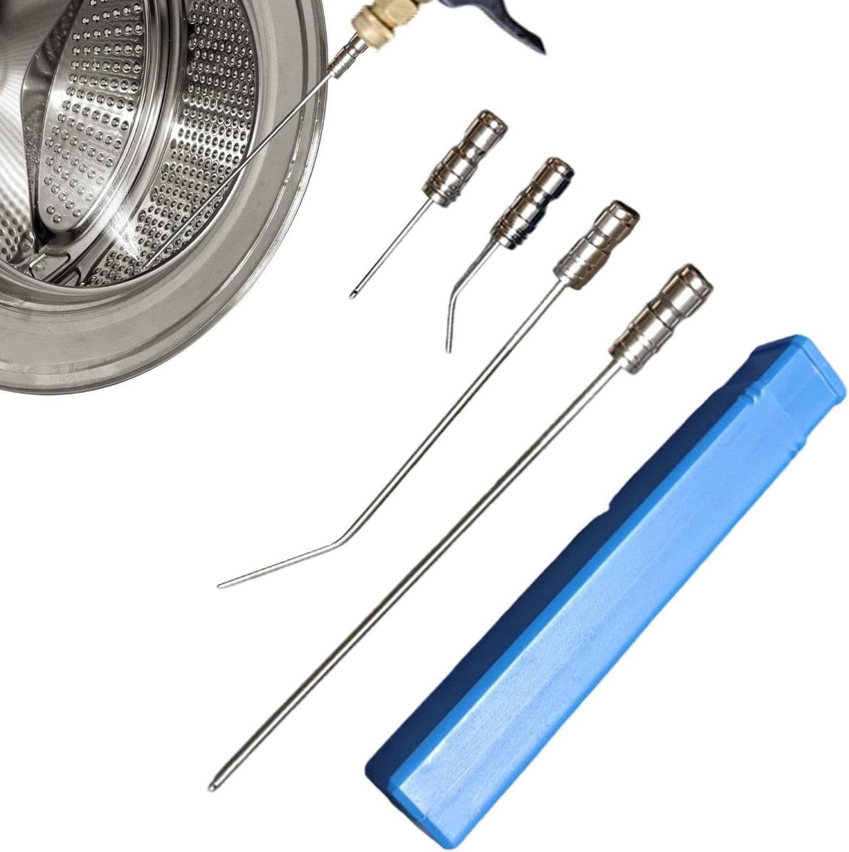 Hogedruk Reiniger Tips - Spoellans Mondstukken - Diepe Reiniging - Instelbare Reinigingskracht - 2 Delige Set - Zilver