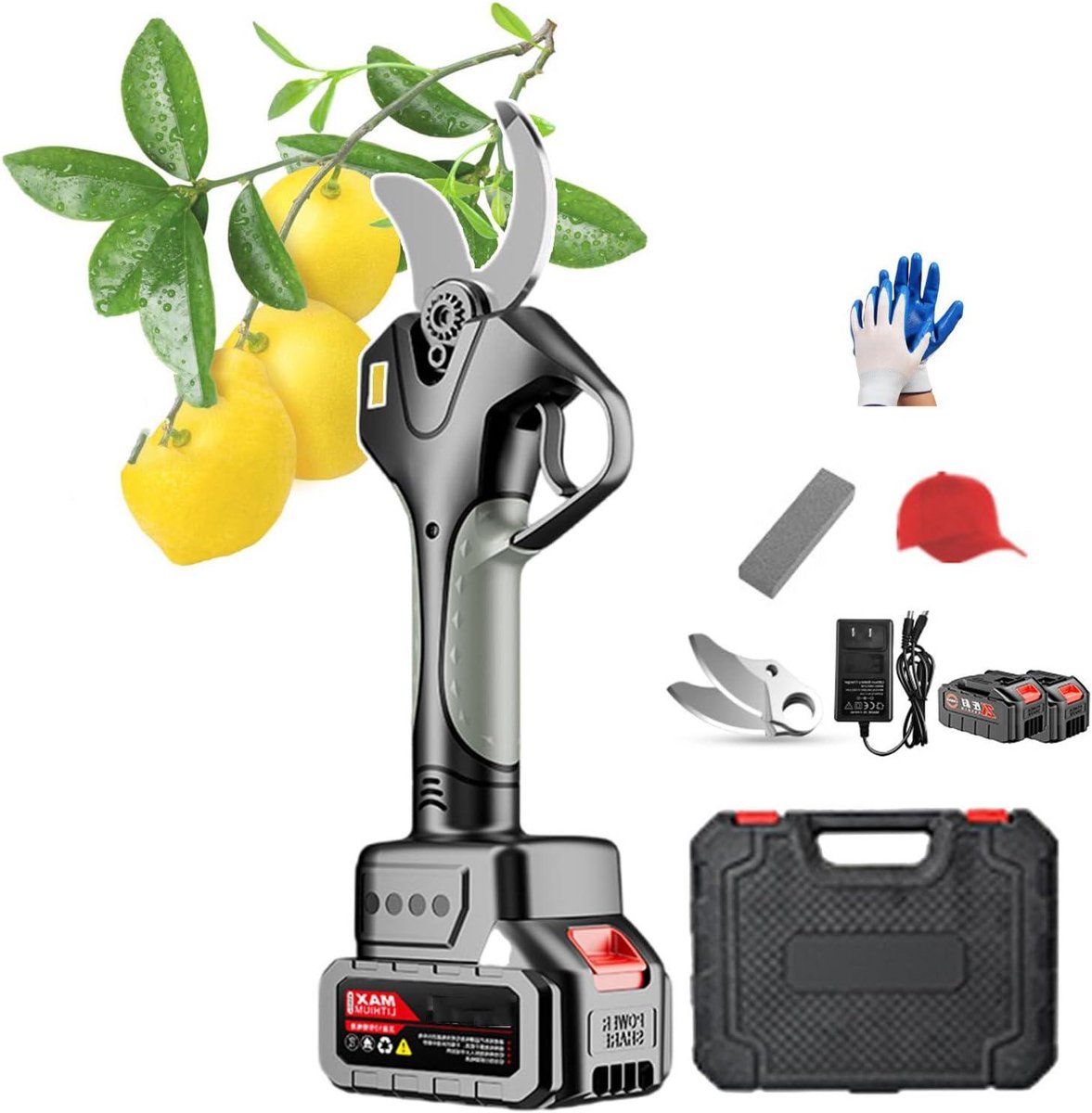 Elektrische Snoeischaar - Boomtrimmer Tuinschaar - Tuinonderhoud Snoeien - Borstelloze Motor - 45mm Snijcapaciteit - Zwart