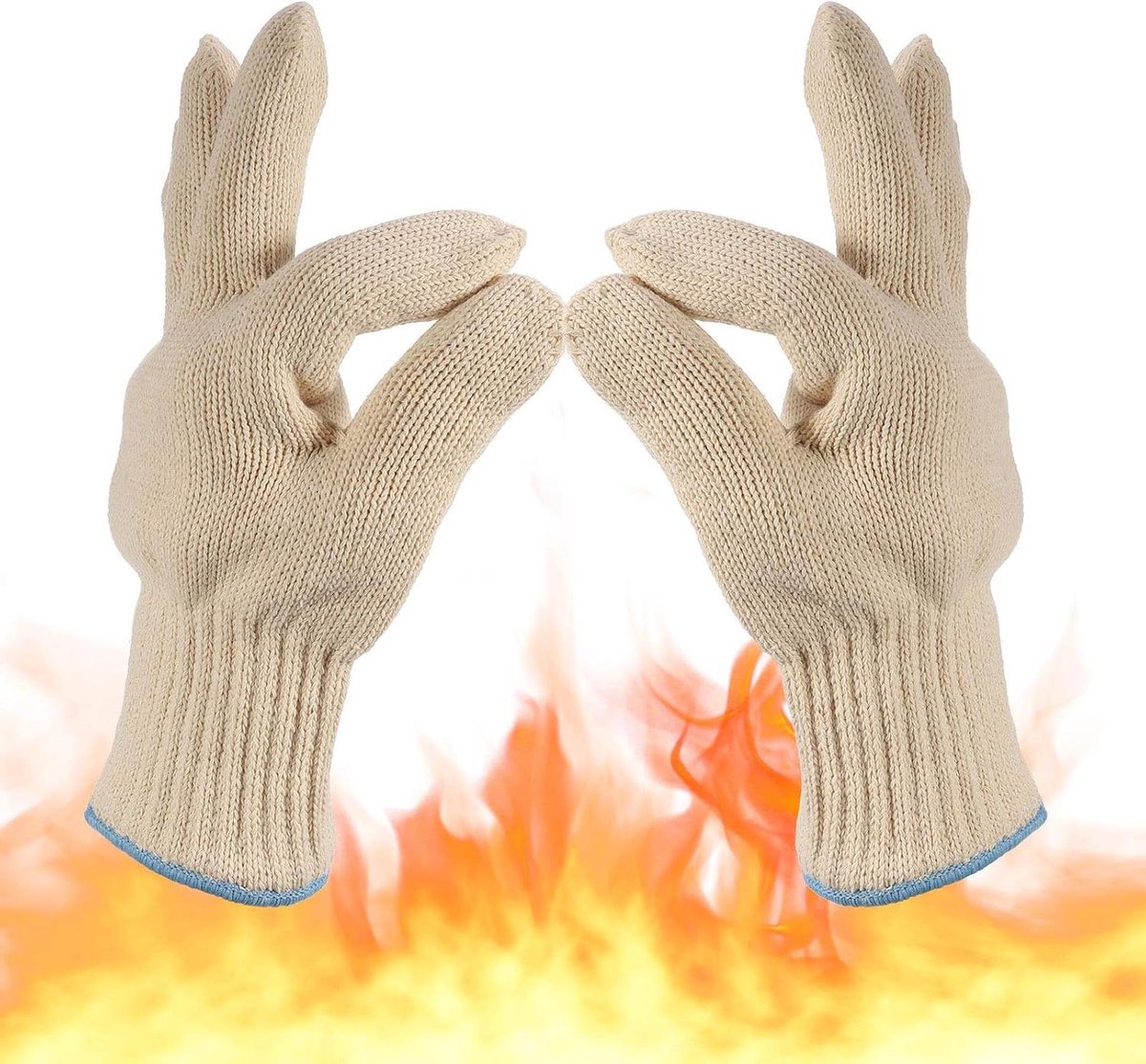 Anti-hitte Handschoen - Keuken Ovenwanten - Hoge Temperatuur - Effectieve Vingerbescherming - 265 cm Lengte - Wit