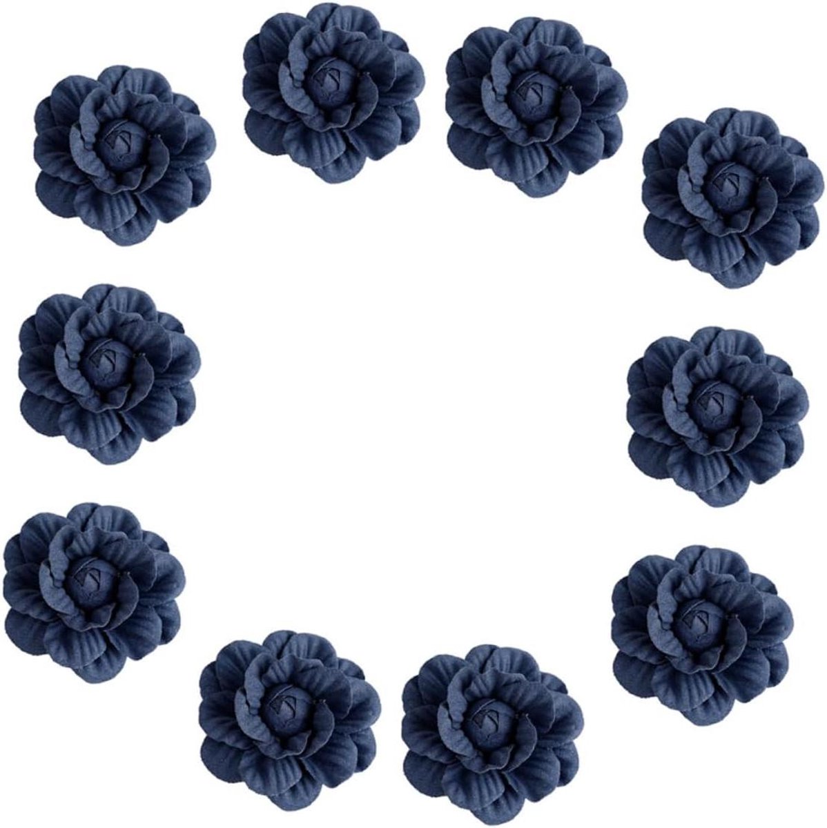 Bloemen Haaraccessoires - Kleding Decoraties - Handwerk Projecten - Microvezel Materiaal - 10 Stuks - Donkerblauw