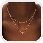 Gouden Ketting - Naamketting Kralen - Persoonlijke Stijl - Dubbellaags Ontwerp - 26 Letters - Goud