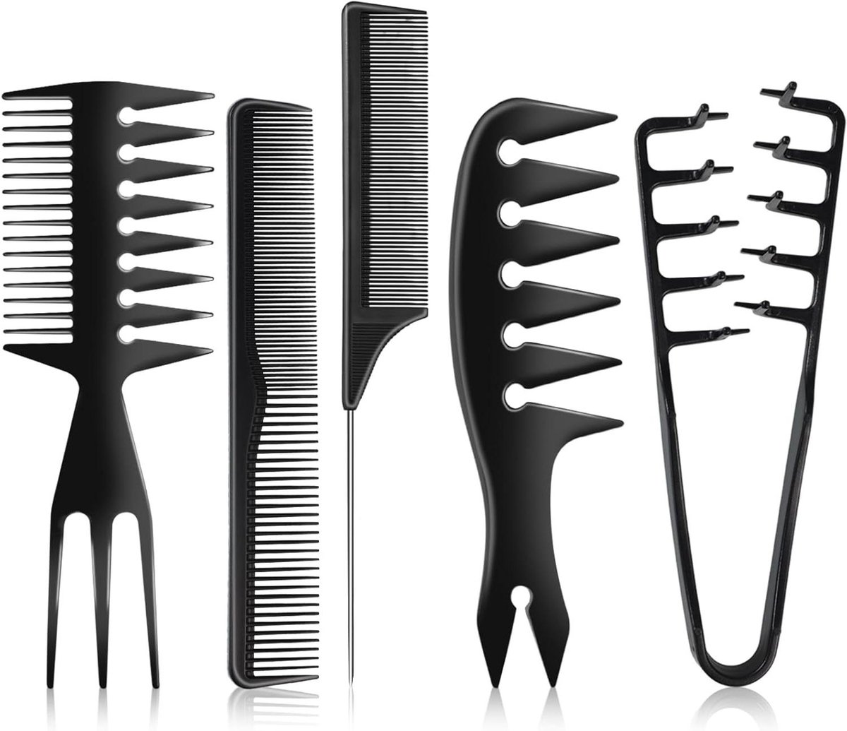 Volume Kam Set - Haar Styling - Haar Modelleren - Antistatisch Hittebestendig - 5 Delig - Zwart