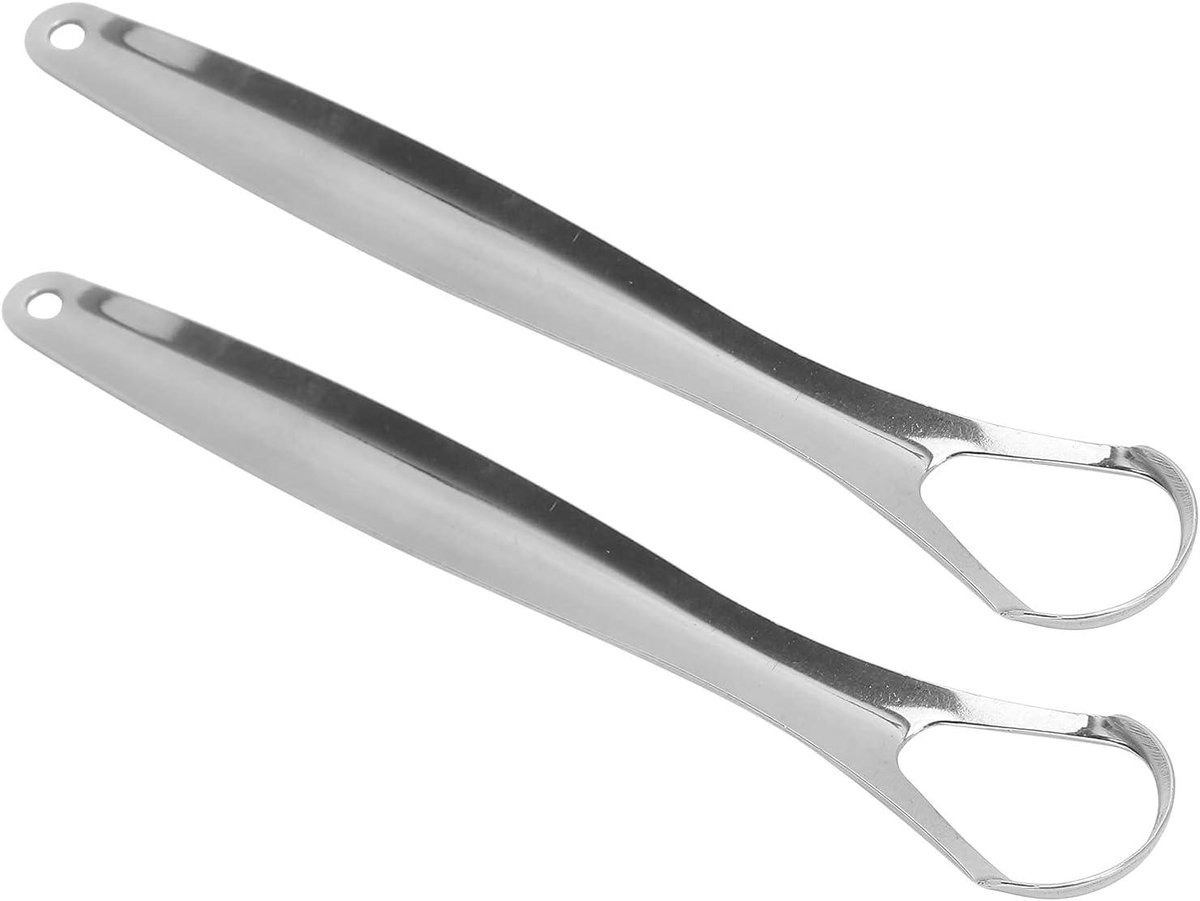 Tongschraper Set - Roestvrij Staal - Frisse Adem - Efficiënte Reiniging - 2 Stuks - Zilver