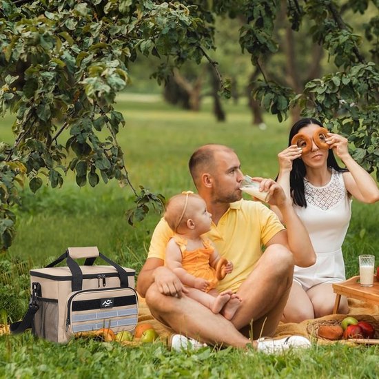Strandkoeler - Lunchbox - Picknick en kamperen - Waterdicht en geïsoleerd - 30 x 21 x 18 cm - Kaki — afbeelding 2