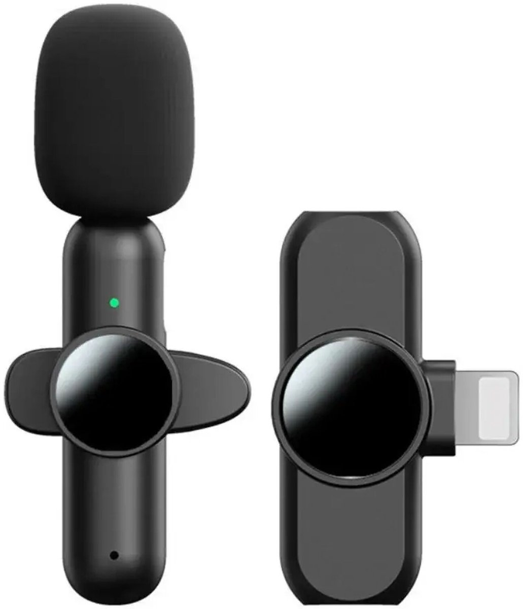 Mini Draadloze Microfoon voor iPhone / iPad Lightning - Intelligente Ruisonderdrukking - Dasspeld Clip - Geschikt voor o.a. Vloggen, TikTok, Interviewen - Transmitter & Receiver - Zwart