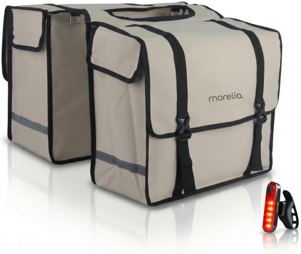 Dubbele Fietstas - Fietstassen Set - Fietsen Boodschappen - 100% Waterdicht Materiaal - 48 Liter Inhoud - Beige