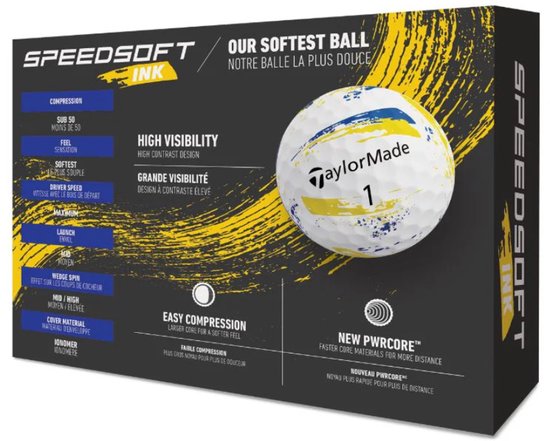 TaylorMade SpeedSoft Ink Golfballen 2026 - Blauw Geel - 12-Stuks van Merkloos — afbeelding 3