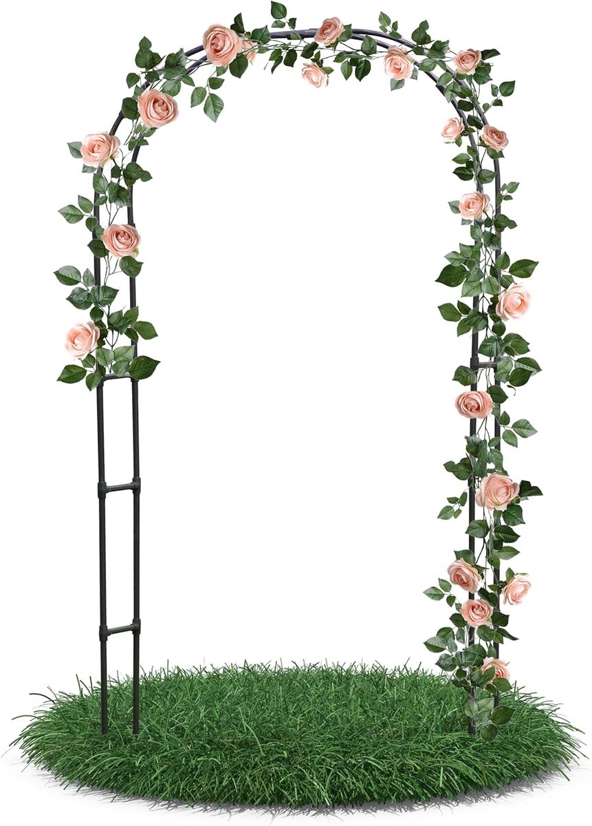 Rozenboog - Klimhulp - Tuin Decoratie - PE-gecoat staal - 150 x 240 x 30 cm - Zwart