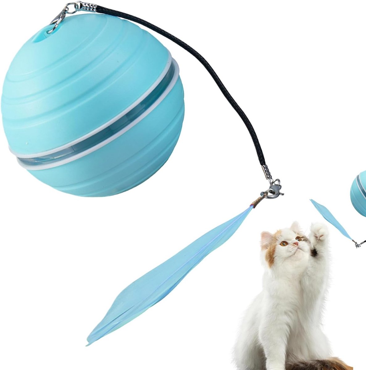 Interactieve Kattenbal - Automatisch Speelgoed - Huisdier Entertainment - Intelligent Rollend Ontwerp - 7.3 x 7.2 cm - Blauw