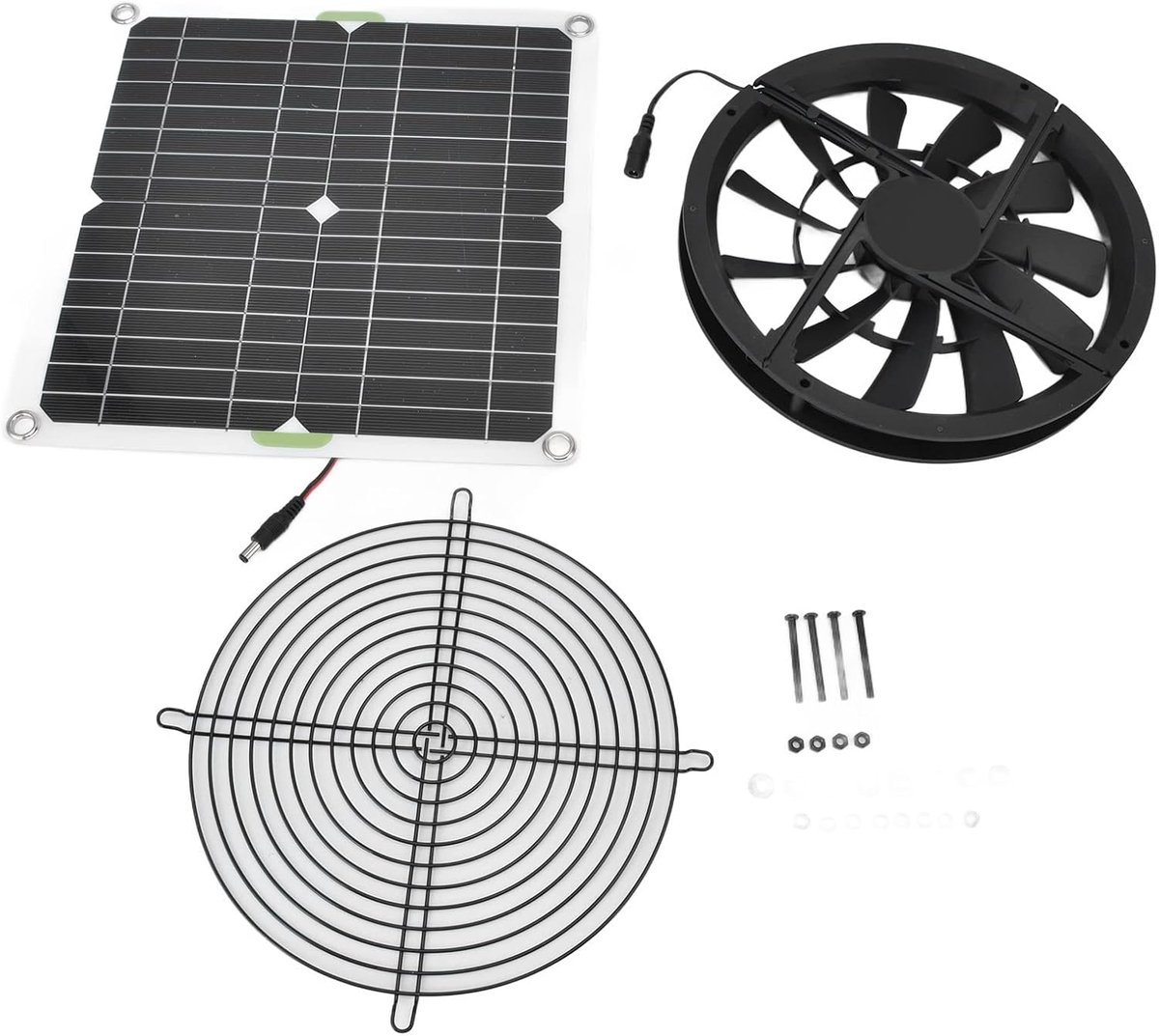 Zonnepaneel Ventilator - Afzuigventilator - Kas Schuur - Waterdicht Zonnepaneel - 10 Inch