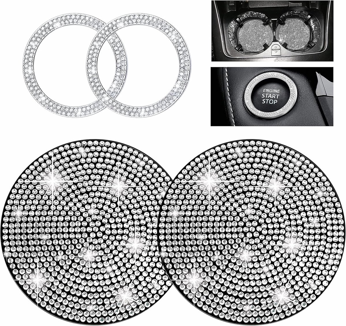 Auto Bekerhouders - Auto Decoratie - Auto Interieur - Set van Twee - Wit