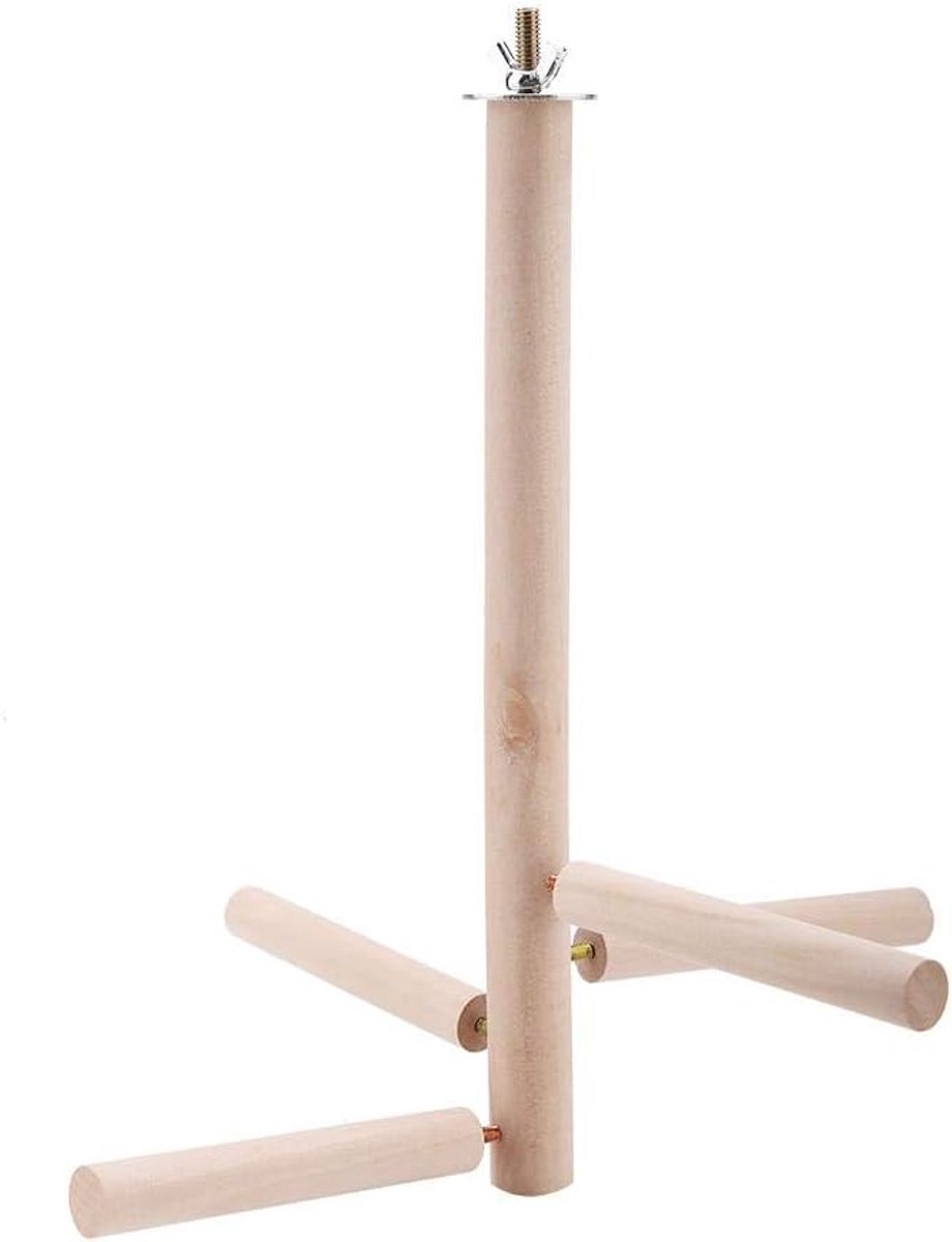Vogel Speelgoed Stand - Zitstokken Hout - Volière Training - Interactieve Speelplaats - 22x22x27 cm