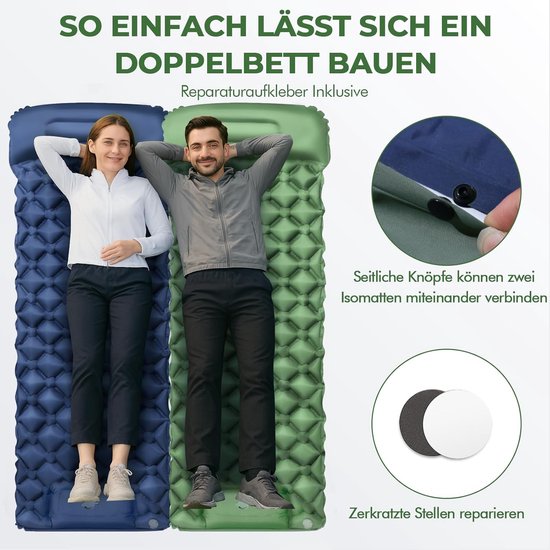 Campingmatras Zelfopblazend - Slaapmat Trekking - Outdoor Kamperen - Ultralicht Draagbaar - 195 x 60 cm - Groen — afbeelding 5