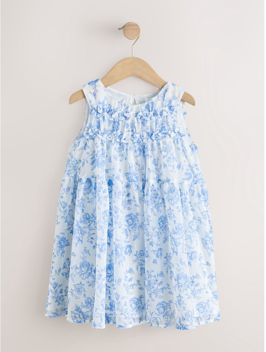 Next - Meisjes - Bloemen Ruffle Occasion Dress - Wit