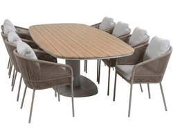 Tuinset Alezio/Tower | 8 personen | Deens ovaal 260 cm | Rope & Tecon Teak