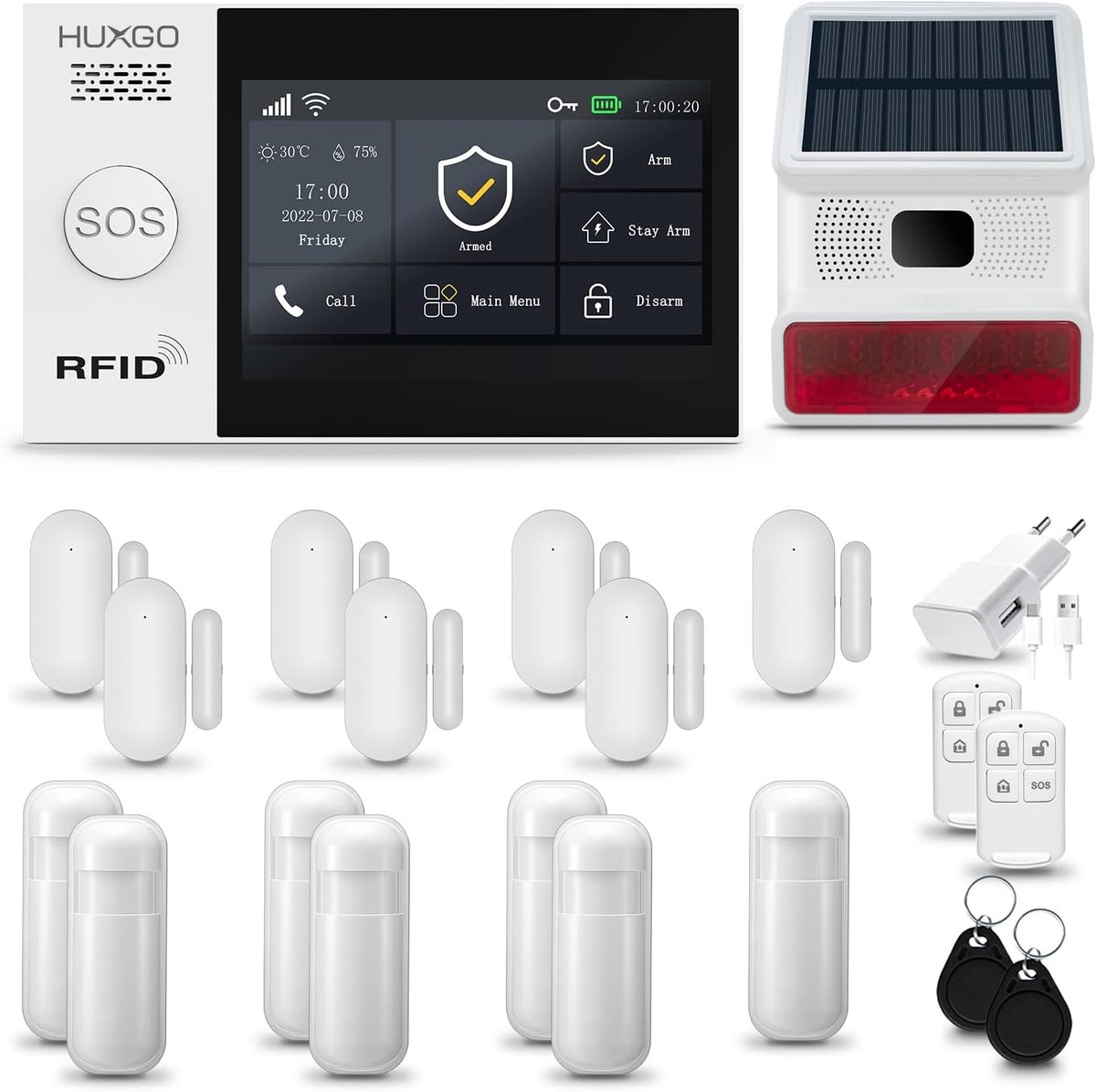 Draadloos Alarmsysteem - Smart Home Beveiliging - Huis Kantoor Garage - Dubbele Connectiviteit - 7 Sensoren Sirene - Wit