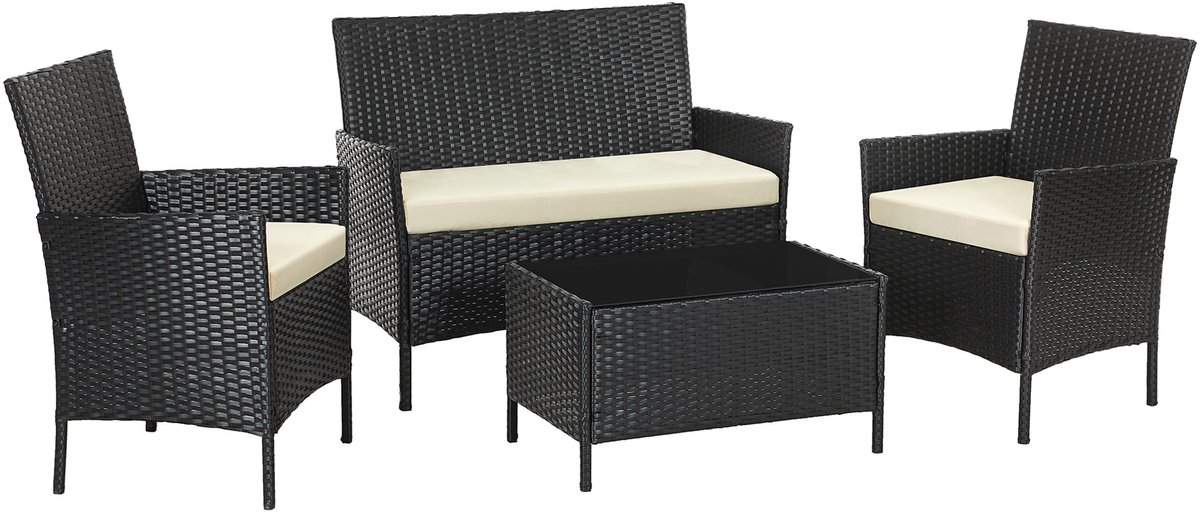 SONGMICS - Tuinset - Tuintafel - Tuinstoelen - Gemaakt van PE Polyrattan - Voor Terras en Tuin