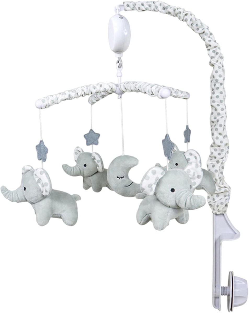 Babybed Mobiel - Wieg Speelgoed - Baby Entertainment - Met Muziekdoos - 73 x 33 cm - Grijs