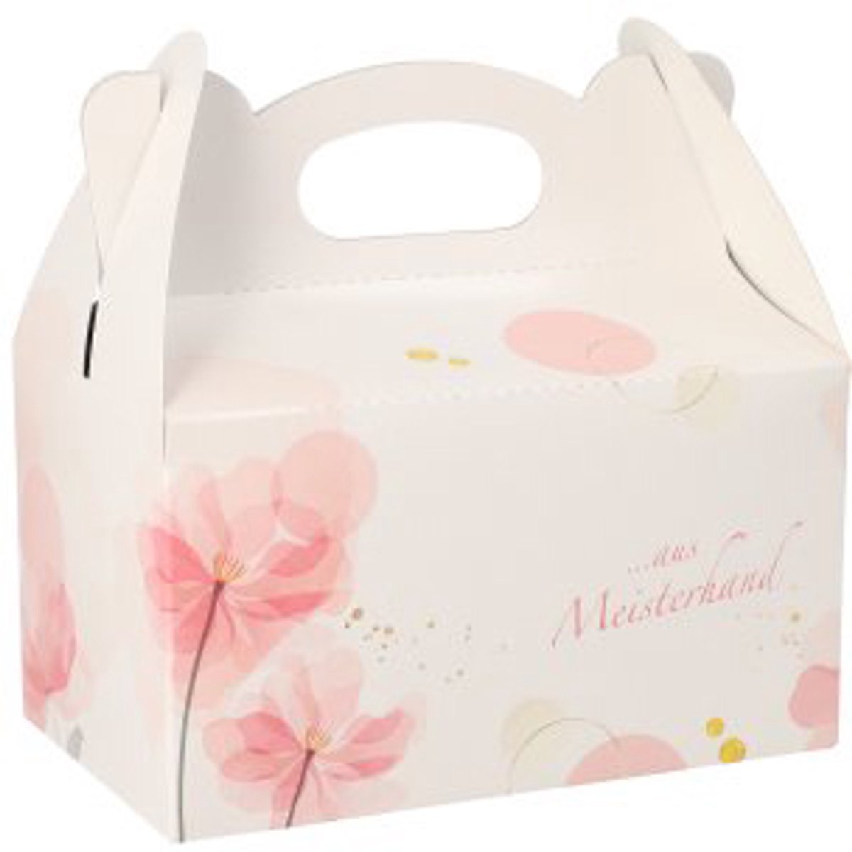 20 Gebakdozen hoekig 16 cm x 10 cm x 9 cm licht-rose met handvaten