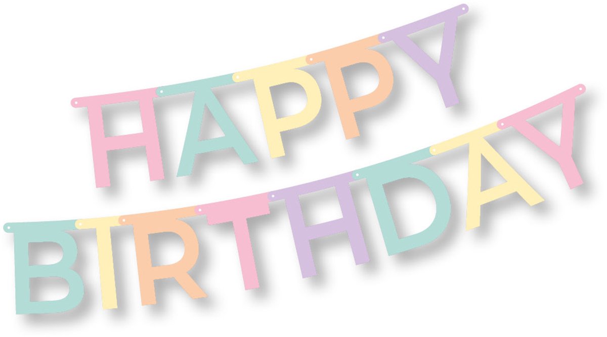 12x Letterguirlande 18 m x 138 cm Happy Birthday pastel