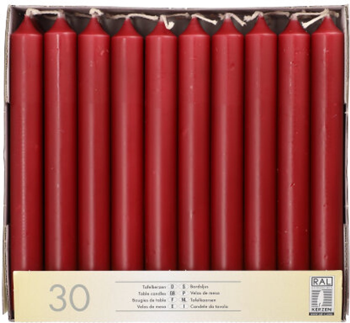 4x 30 Tafelkaarsen Ø 21 cm · 196 cm bordeaux