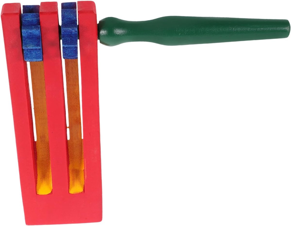 Houten Klankbord Ratel - Feestgeluidmaker Instrument - Muziek Maken - Lange Steel Ontwerp - 15.7 x 15 x 3.5 cm