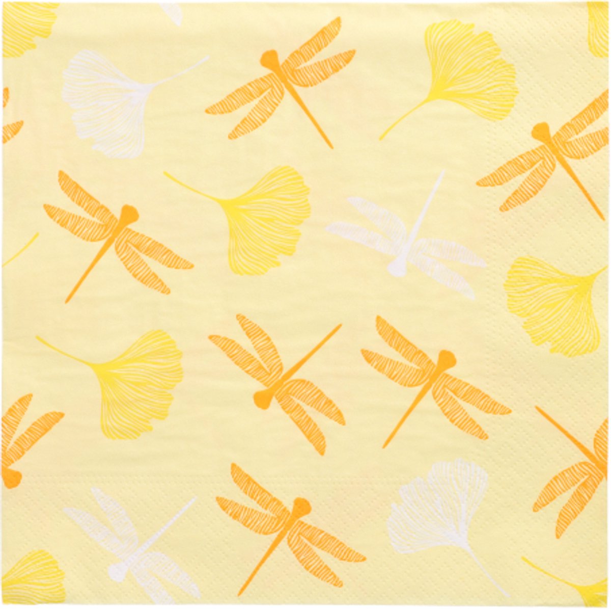 10x 20 Servetten 3-laags 1/4 vouw 40 cm x 40 cm geel Ginko