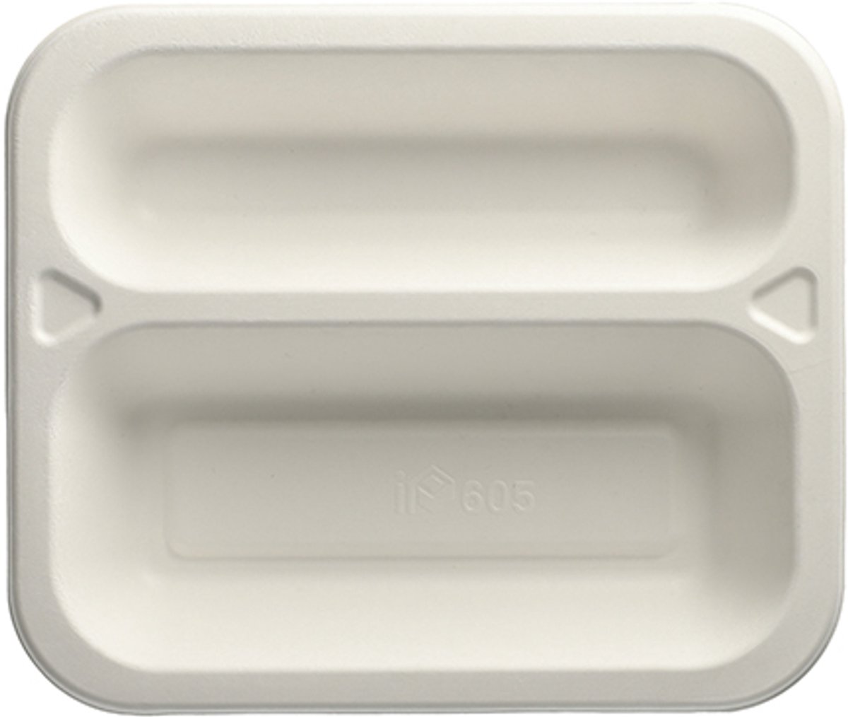 6x 100 Menubakken topseal Suikerriet 2-vaks 975 ml 42 cm x 212 cm x 25 cm wit